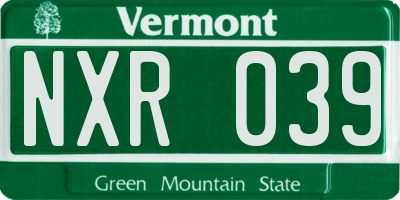 VT license plate NXR039