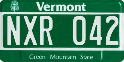 VT license plate NXR042