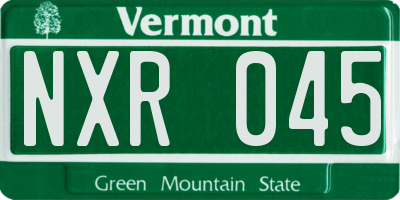 VT license plate NXR045