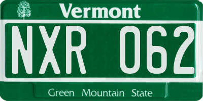 VT license plate NXR062