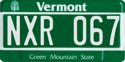 VT license plate NXR067