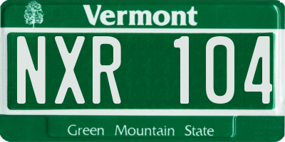 VT license plate NXR104