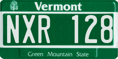 VT license plate NXR128