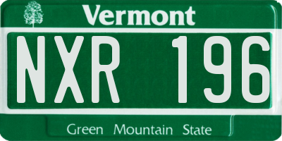 VT license plate NXR196