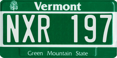 VT license plate NXR197