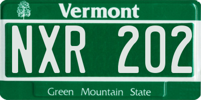 VT license plate NXR202