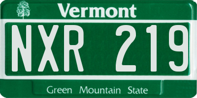 VT license plate NXR219