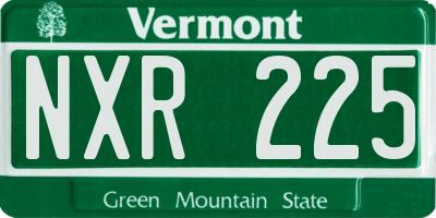 VT license plate NXR225
