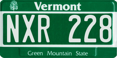 VT license plate NXR228
