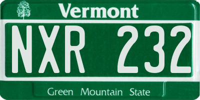 VT license plate NXR232