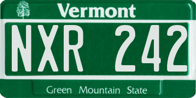 VT license plate NXR242