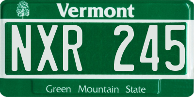 VT license plate NXR245