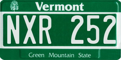 VT license plate NXR252