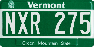 VT license plate NXR275