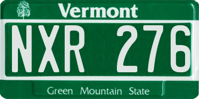 VT license plate NXR276