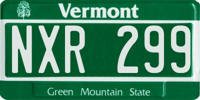 VT license plate NXR299