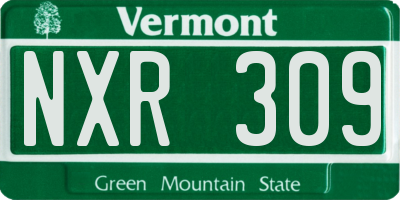 VT license plate NXR309