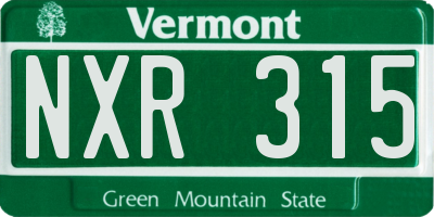 VT license plate NXR315