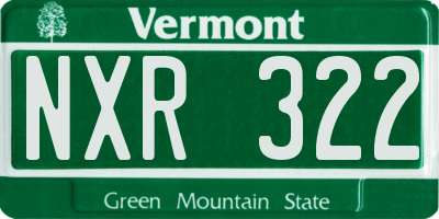 VT license plate NXR322