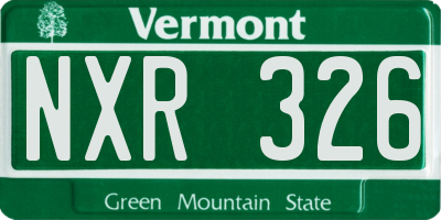 VT license plate NXR326