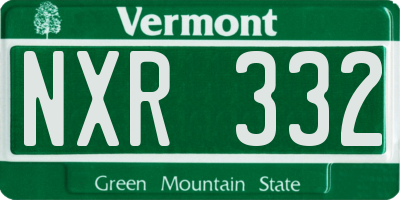 VT license plate NXR332