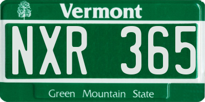 VT license plate NXR365
