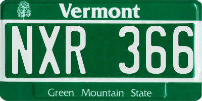 VT license plate NXR366