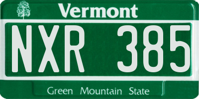 VT license plate NXR385
