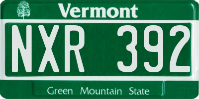 VT license plate NXR392