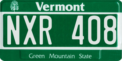 VT license plate NXR408