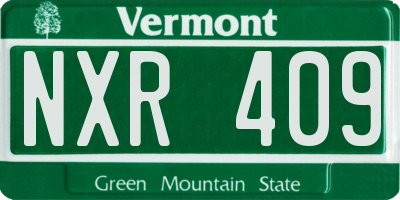VT license plate NXR409