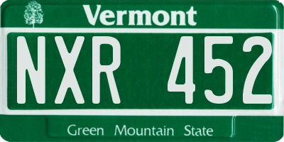VT license plate NXR452