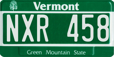VT license plate NXR458