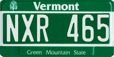 VT license plate NXR465