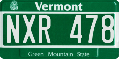 VT license plate NXR478