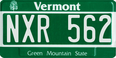 VT license plate NXR562
