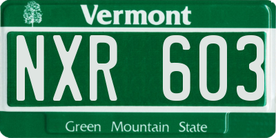 VT license plate NXR603