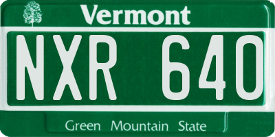 VT license plate NXR640