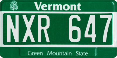 VT license plate NXR647