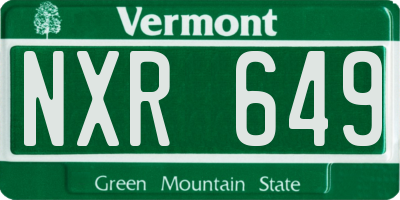 VT license plate NXR649