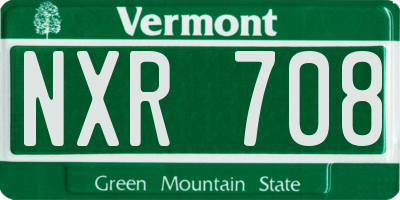 VT license plate NXR708