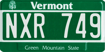 VT license plate NXR749