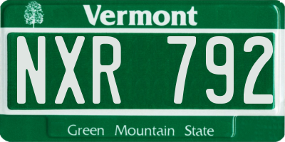 VT license plate NXR792