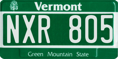 VT license plate NXR805