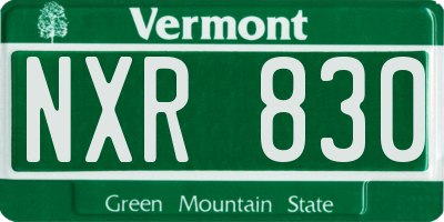 VT license plate NXR830