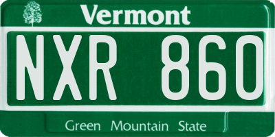 VT license plate NXR860
