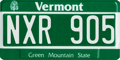 VT license plate NXR905