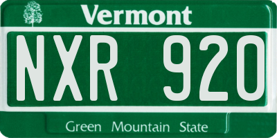 VT license plate NXR920
