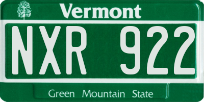 VT license plate NXR922