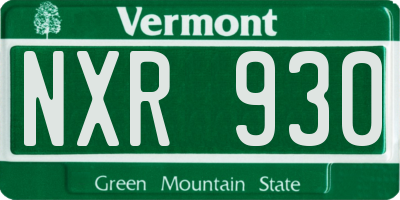 VT license plate NXR930